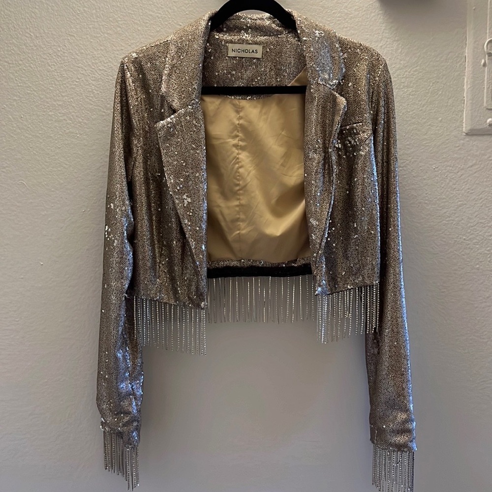 Nicholas Silver Sequin Jacket - image 5